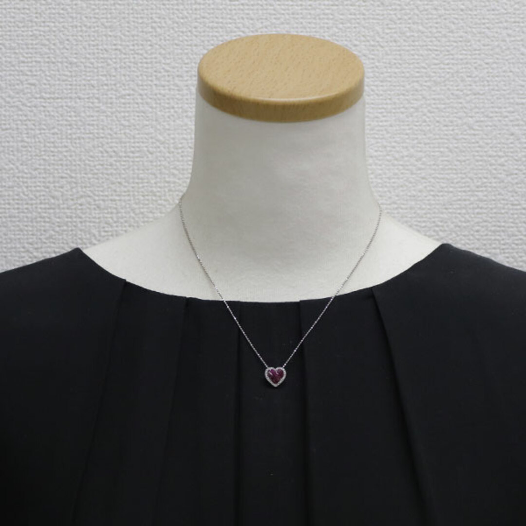 K18WG ルビー ダイヤモンド ペンダントネックレス 0.80ct D0.15ct