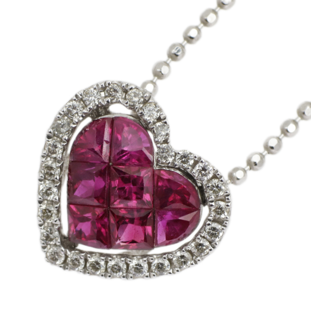K18WG ルビー ダイヤモンド ペンダントネックレス 0.80ct D0.15ct