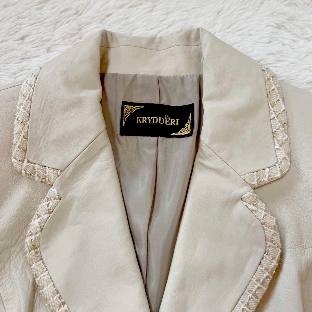 【美品】KRYDDERI 本革レザージャケット ツイード ショップチャンネル