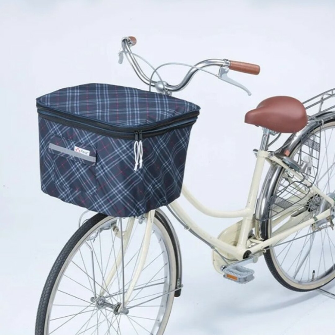 ケイアプラス(Keia＋) 2段式前カゴカバー  ネイビーチェック スポーツ/アウトドアの自転車(その他)の商品写真