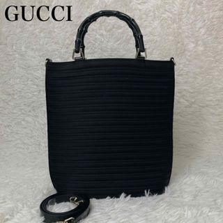 グッチ(Gucci)のGUCCI　グッチ　バンブー　ショルダーバッグ　2way　ナイロン　ブラック(ショルダーバッグ)