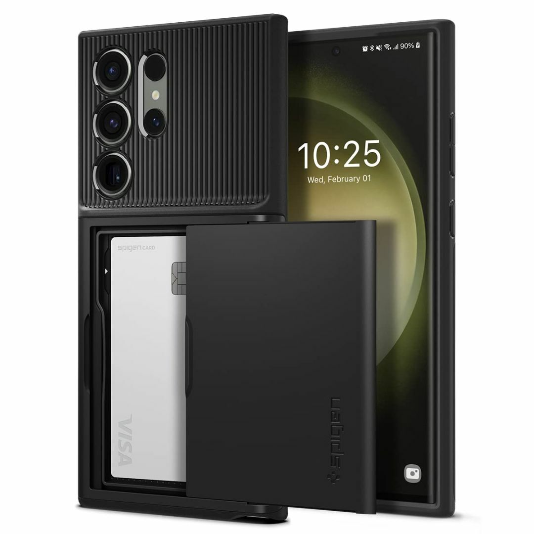 【色: ブラック】Spigen Galaxy S23 Ultra ケース カード