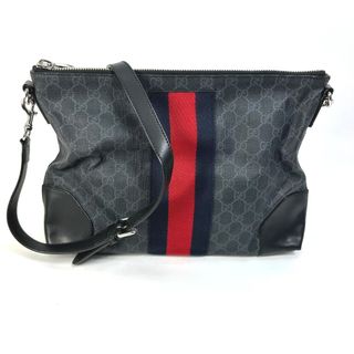 グッチ(Gucci)のグッチ GUCCI GGスプリーム シェリー 474139 斜め掛け メッセンジャー カバン ショルダーバッグ PVC/レザー ブラック(ショルダーバッグ)