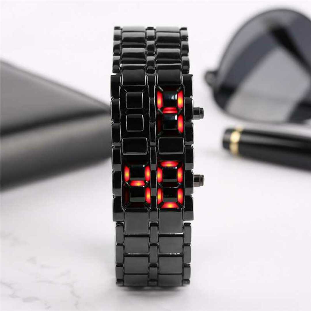 LED デジタル メンズ腕時計 レッドLED クローム ブレスレットタイプ レディースのファッション小物(腕時計)の商品写真