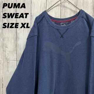 プーマ(PUMA)のメンズ古着PUMAプーマゆるだぼオーバーサイズ前Vプリントスエットトレーナー紺.(スウェット)