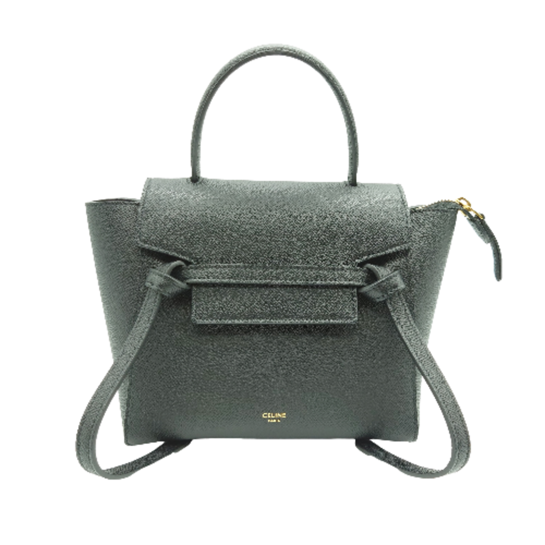 【8,000円OFF お値引き】セリーヌ CELINE ナノベルトバッグ ハンドバッグ 2WAY  ブラック　黒色 レザー 189003ZVA  ストラップ 保存袋 レディース 【 ABランク】☆送料無料☆ 当店通常価格 229,800円