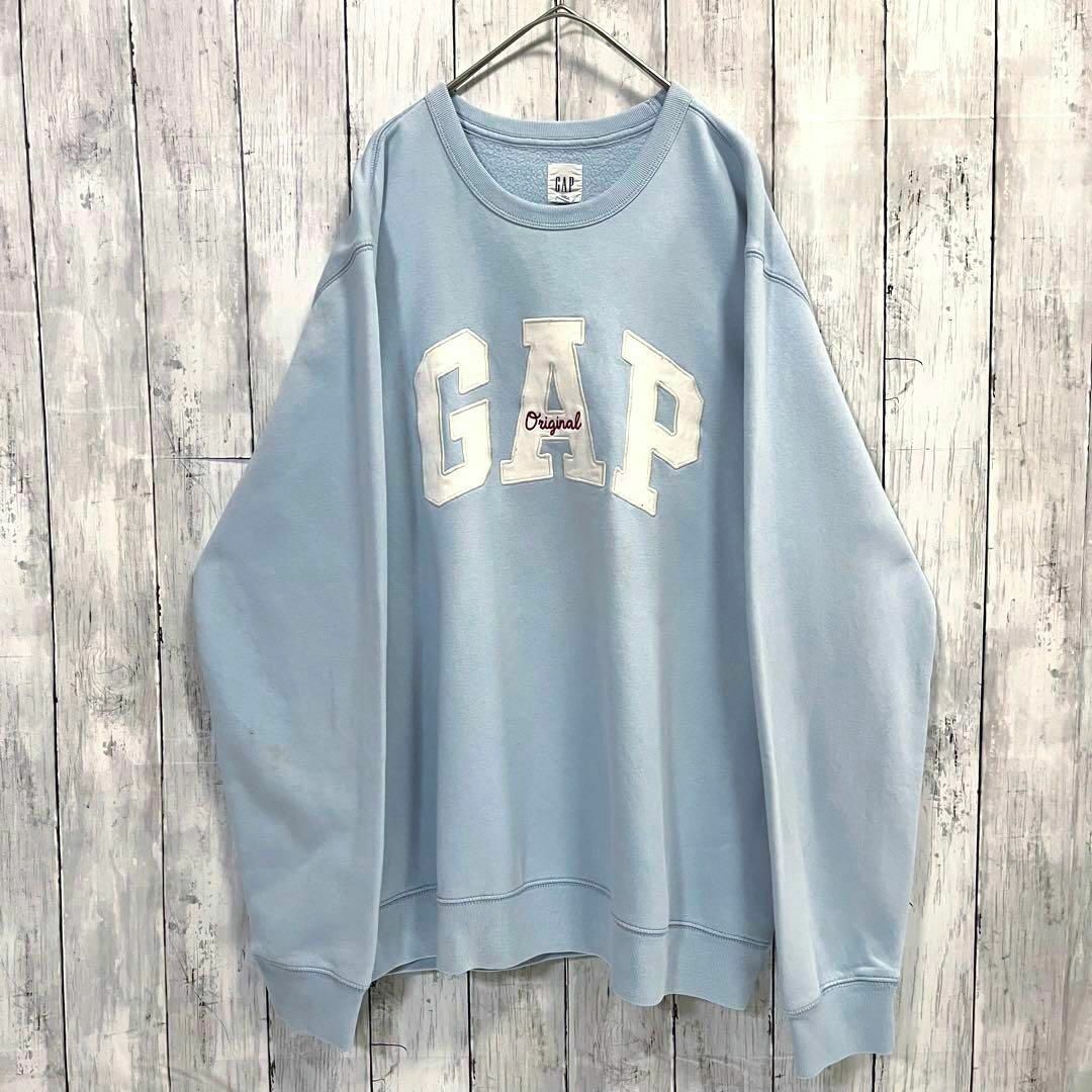 GAP(ギャップ)のアメリカ古着GAP センター切文字ビッグロゴ刺繍スエットトレーナー　サイズL男女 メンズのトップス(スウェット)の商品写真