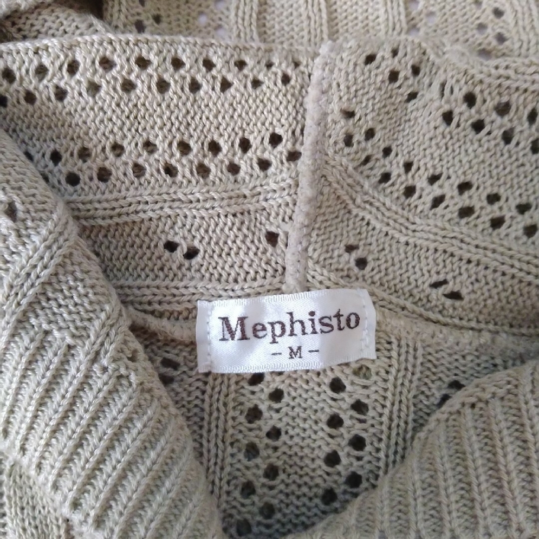 専用ページ【Mephisto】ニット　半袖フード付きロングカーディガン　Mサイズ レディースのトップス(カーディガン)の商品写真