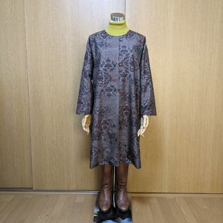 SOLD　着物リメイクリバーシブルコート　大島紬　FREE SIZE(ノーカラージャケット)