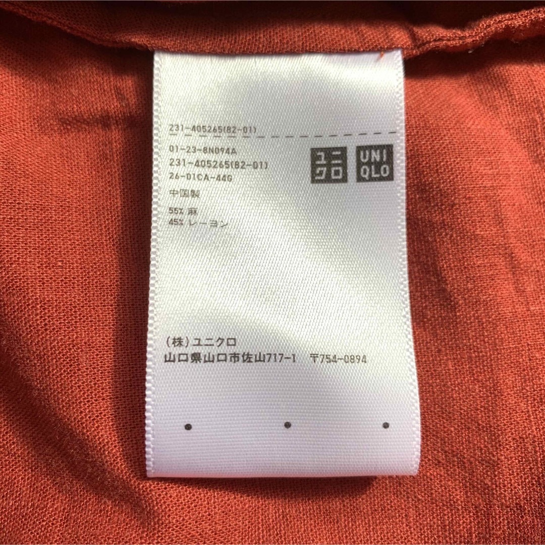 UNIQLO(ユニクロ)のUNIQLO プルオーバー シャツ ブラウス 赤 七分袖 レディースのトップス(シャツ/ブラウス(長袖/七分))の商品写真