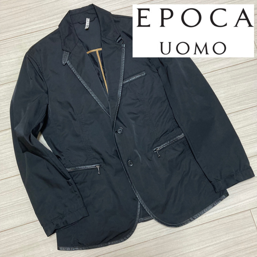 良品■EPOCA UOMO エポカウォモ■レザーパイピング テーラードジャケット