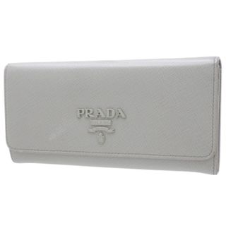 【美品】PRADA 二つ折り財布　グレージュ×水色　サフィアーノ