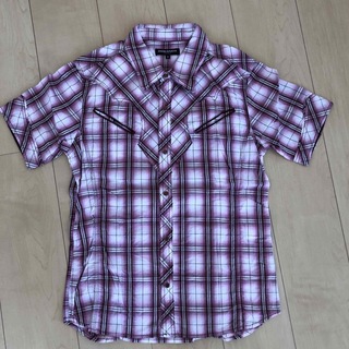 半袖チェックシャツ LLサイズ　ピンク(シャツ)