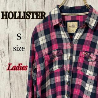 ホリスター(Hollister)のホリスター　チェック柄　ネルシャツ　ピンク　S 古着(シャツ/ブラウス(長袖/七分))