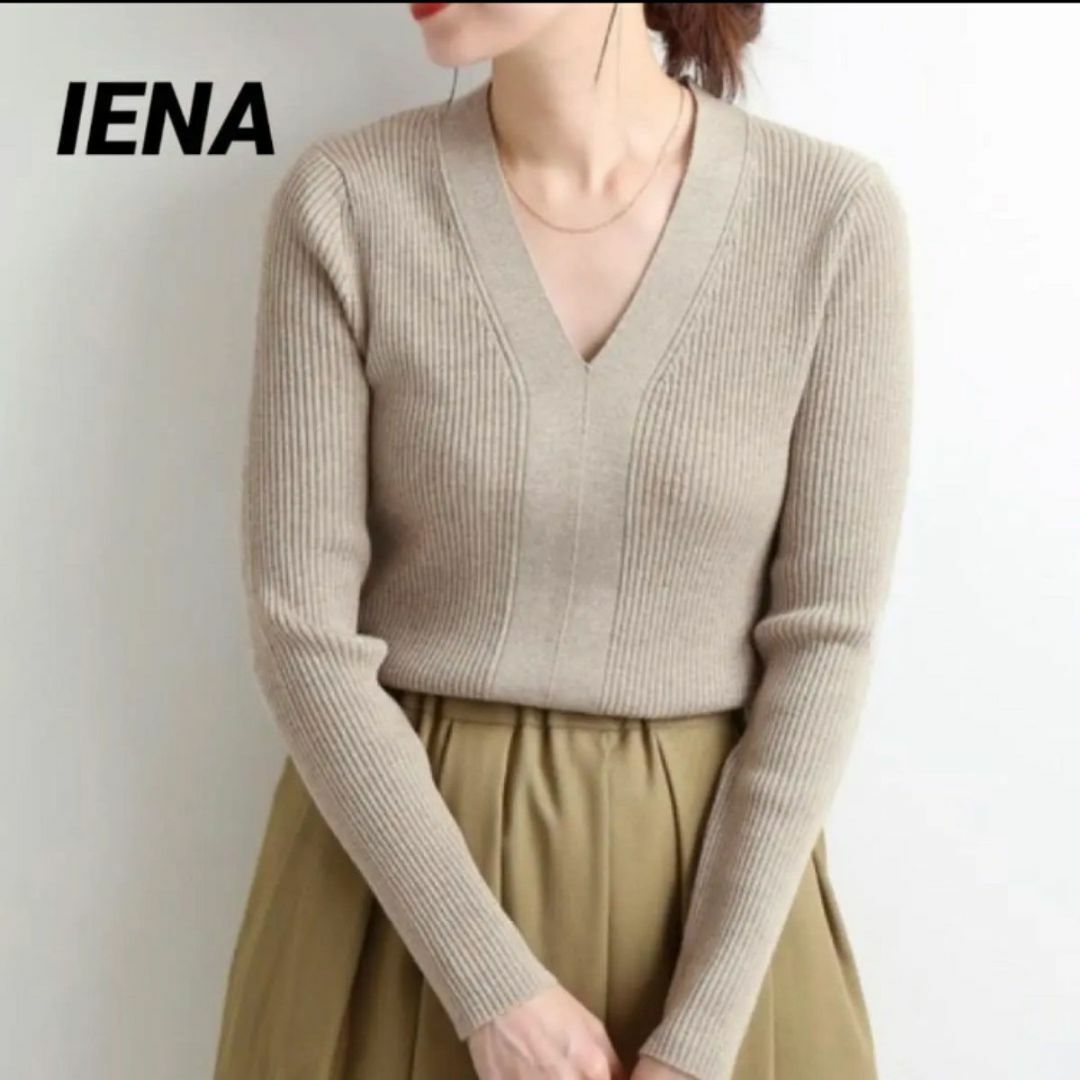 イエナ ニット 20aw 3x3リブ Vネックプルオーバー トップス ウール100％ レディース ﾌﾘｰサイズ ブラック IENA