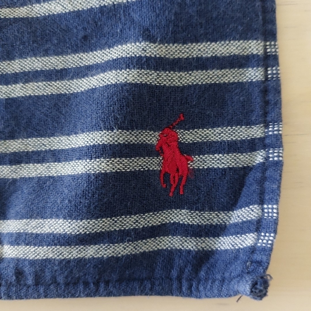 POLO（RALPH LAUREN）(ポロ)のポロ　タオルハンカチ　ボーダー　中古品 メンズのファッション小物(ハンカチ/ポケットチーフ)の商品写真