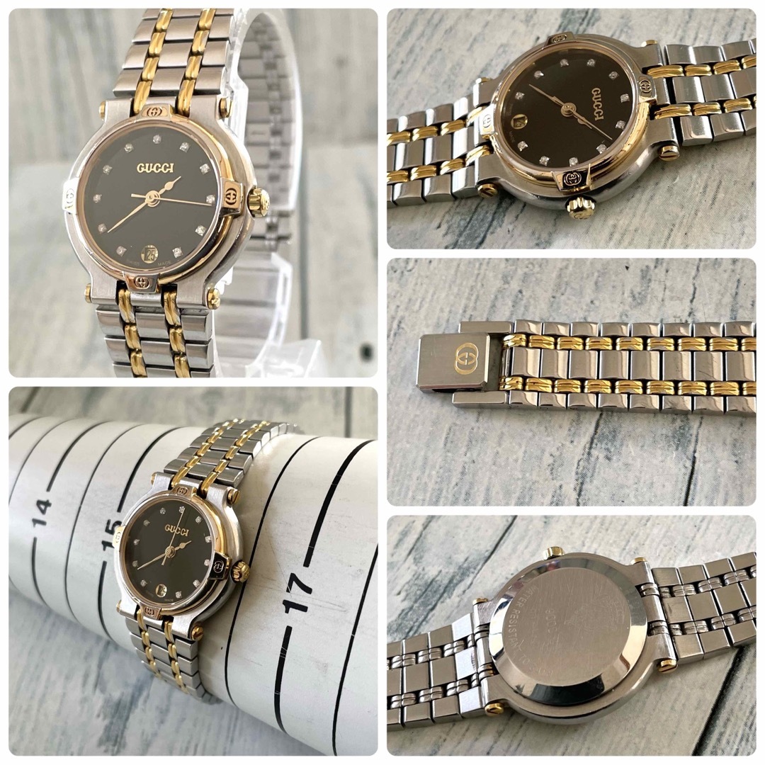 【電池交換済】GUCCI グッチ 腕時計 9000L 11P ダイヤ コンビ