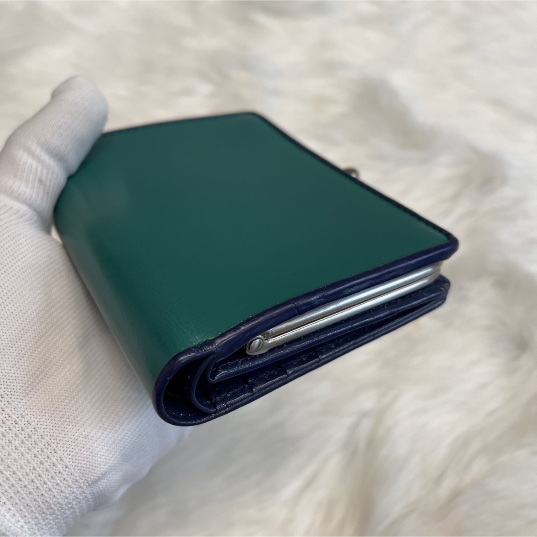 【美品】アニエスベー　レザー財布　折財布　緑　青 3