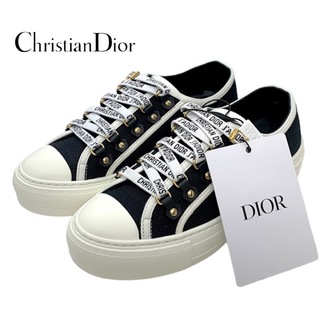 クリスチャンディオール(Christian Dior)のクリスチャンディオール WALK'N'DIOR キャンバス スニーカー 靴 シューズ ブラック ホワイト(スニーカー)