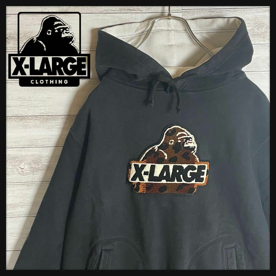 XLARGE(エクストララージ)の【ゴリラロゴ】エクストララージ　パーカー　黒　プルオーバー　デカロゴ　人気 メンズのトップス(パーカー)の商品写真