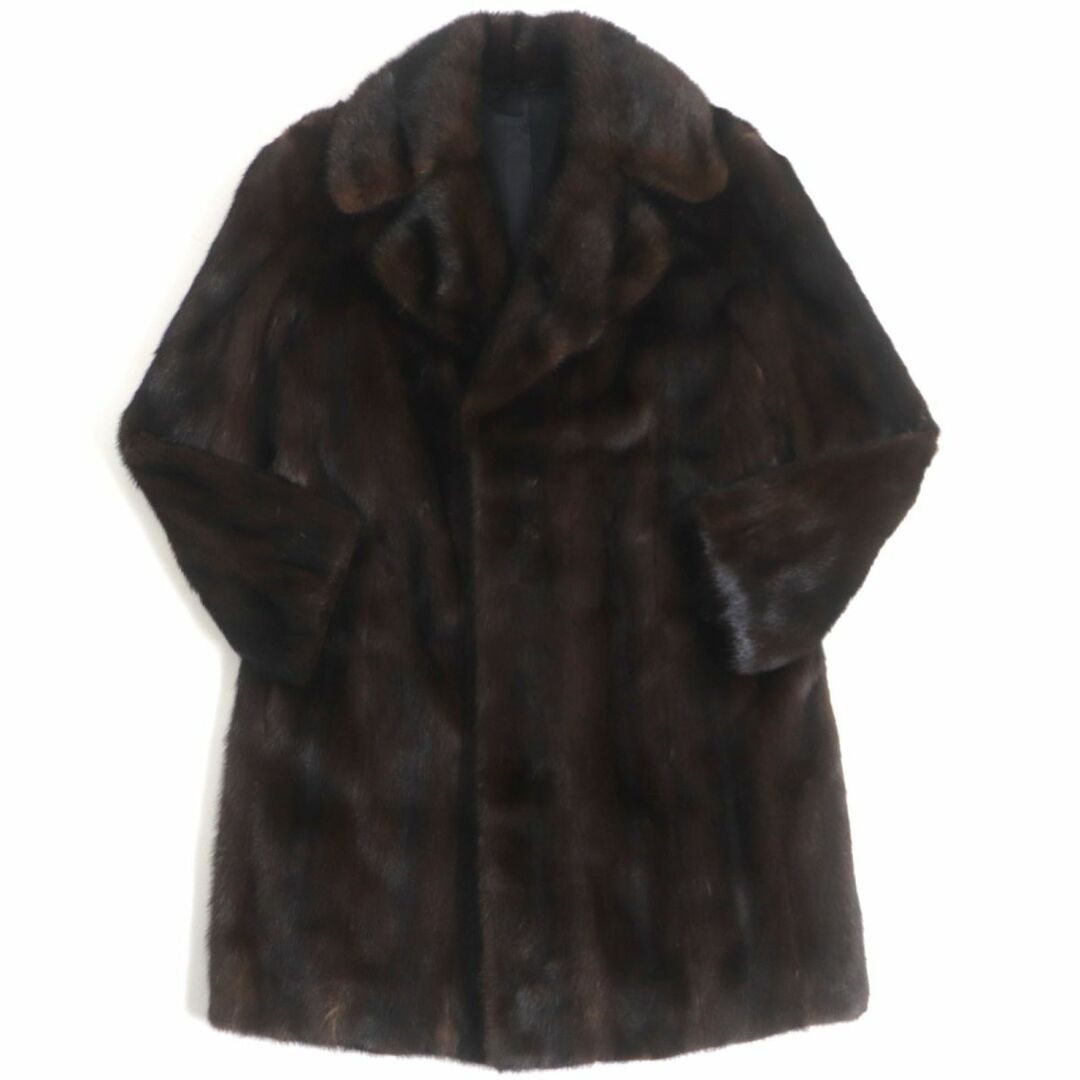 極美品▽メンズ用 MINK ミンク 裏地刺繍入り 本毛皮ロングコート