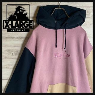人気】XLARGE エクストララージ パーカー マルチカラー センターロゴ