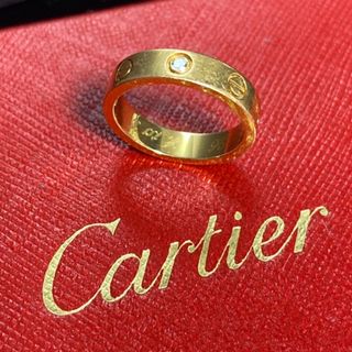 CARTIER ラブリング ハーフ ダイヤモンド #48 リング・指輪 K18WG レディース