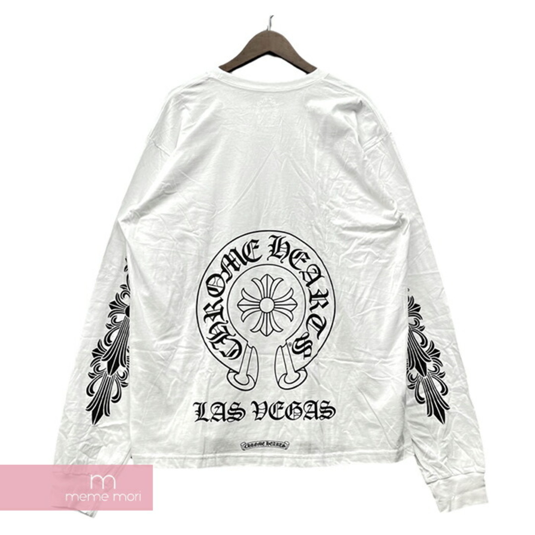 CHROME HEARTS Las Vegas Horseshoe L/S Tee クロムハーツ ラスベガス限定ロングスリーブホースシューTシャツ 長袖カットソー ロンT 袖フローラルプリント ホワイト サイズXXL【230925】【新古品】【me04】