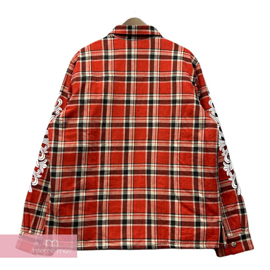 CHROME HEARTS CH FLANNEL クロムハーツ CHフランネル チェックシャツジャケット 中綿 クロスボールスナップボタン Yノット 袖CHクロスプリント レッド サイズL【230925】【新古品】【me04】 1