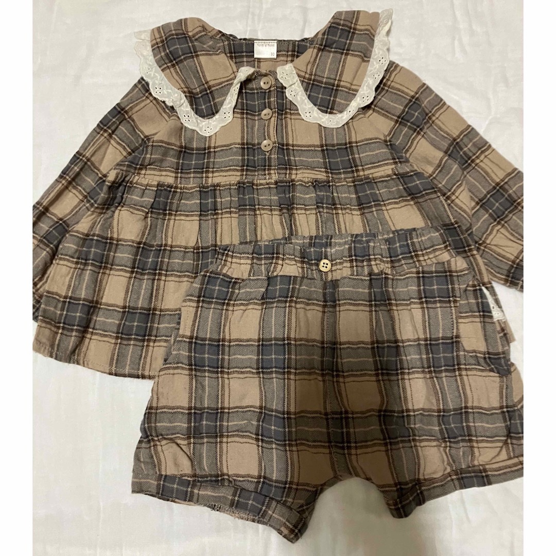 tete a tete(テータテート)のテータテート　チェック柄セットアップ80cm キッズ/ベビー/マタニティのベビー服(~85cm)(その他)の商品写真