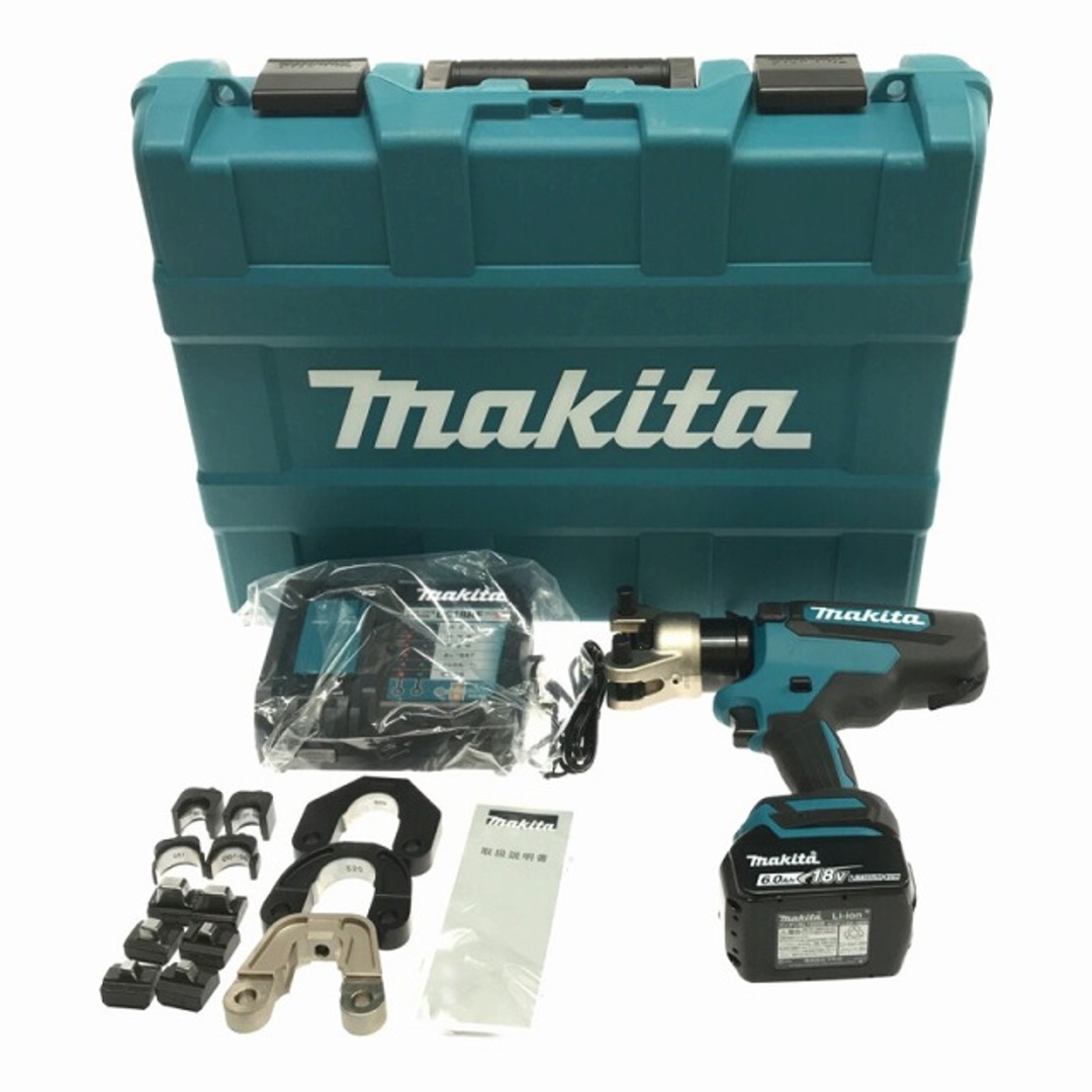 ☆未使用品☆makita マキタ 18V 充電式圧着機 TC300DRG バッテリー1個(6.0Ah) 充電器 ダイス ケース付 コードレス 圧着工具 78412