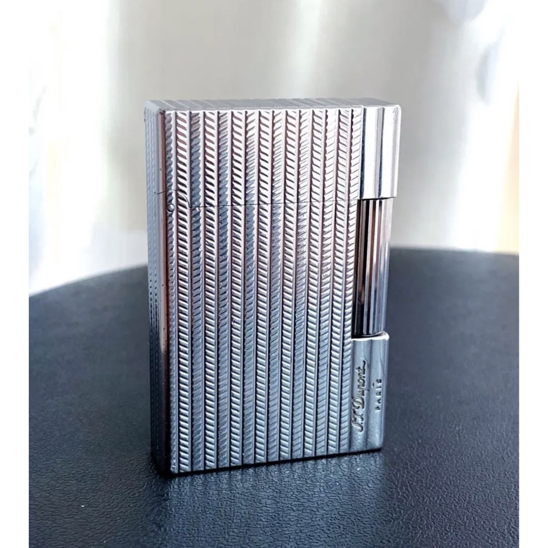 開閉音あり デュポン ガスライター シルバークロムメッキ仕上げ ライン2s-