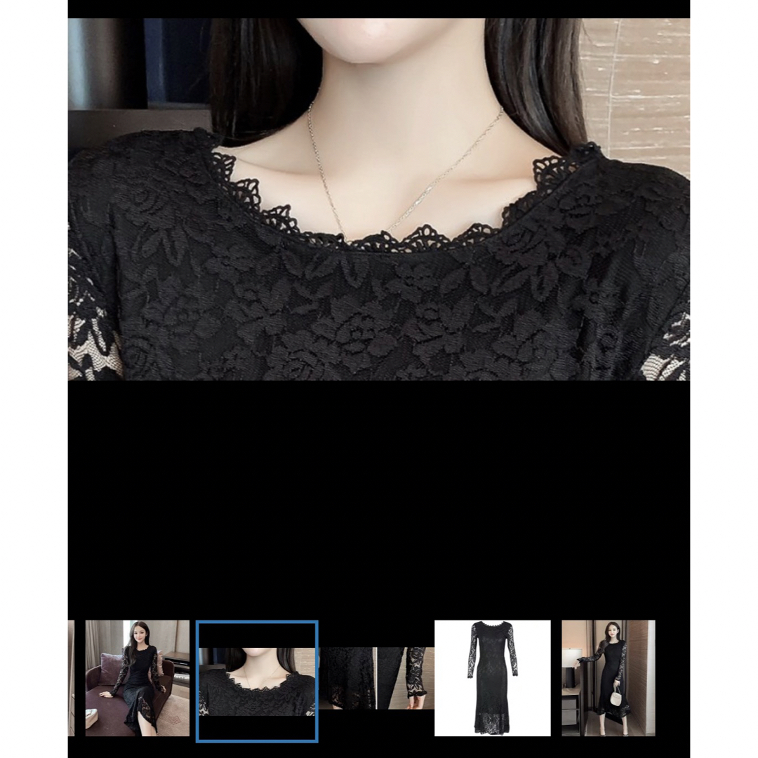 マーメイド 総レース ドレス お呼ばれ ブラック レディースのフォーマル/ドレス(ミディアムドレス)の商品写真