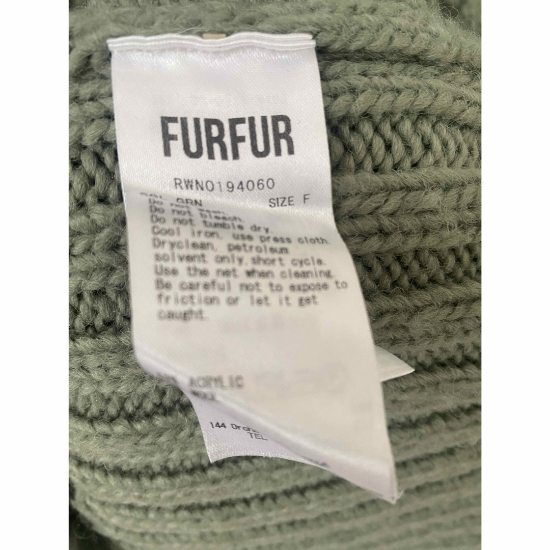 fur fur(ファーファー)のFURFUR ケーブルニットワンピース　グリーン レディースのワンピース(ひざ丈ワンピース)の商品写真