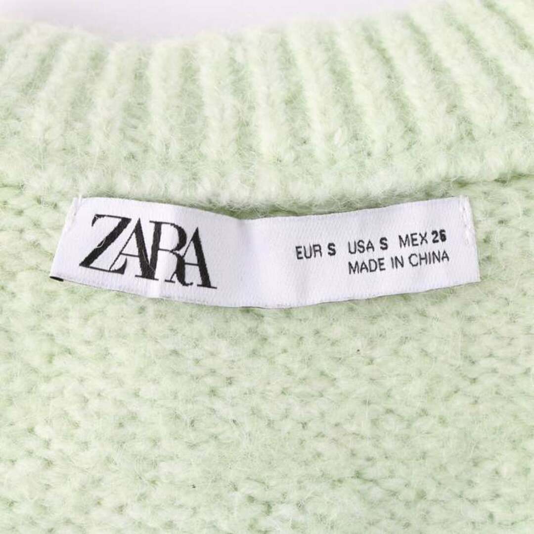 ZARA(ザラ)のザラ ニット セーター 長袖  ストレッチ ショート丈 ウール混 無地 トップス レディース Sサイズ グリーン ZARA レディースのトップス(ニット/セーター)の商品写真