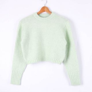 ZARA ザラ トップス ニット 長袖 ウール混 Vネック 無地 グレー S