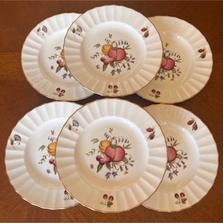 ロイヤルウースター(Royal Worcester)の【英国ビンテージ】ロイヤルウースター★DELECTA★手描きケーキ皿　6枚(食器)