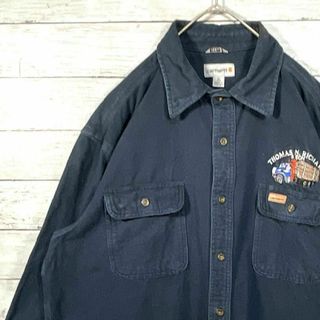 ロゴタグ】カーハート アースカラー メタルボタン ゆるだぼ ワークシャツ-