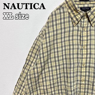 90s NAUTICA シアサッカー チェックシャツ長袖 ノーティカ