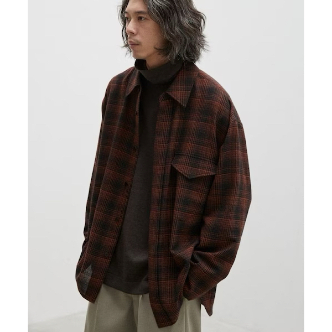 LIDNM WOOL CHECK NAVAL SHIRT サイズM