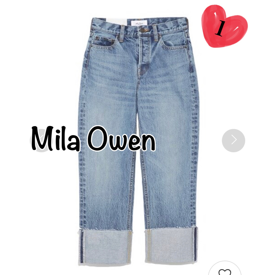 Mila Owen(ミラオーウェン)のMila Owenミラオーウェン  ロールアップストレートデニムパンツ1★ブルー レディースのパンツ(デニム/ジーンズ)の商品写真