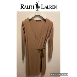 ラルフローレン(Ralph Lauren)の【美品】RALPH LAUREN ニット ワンピース ベージュ M(ひざ丈ワンピース)