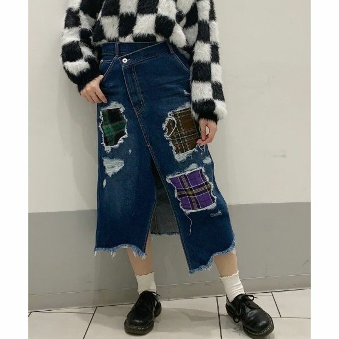 Candy Stripper(キャンディーストリッパー)のキャンディストリッパー パッチワーク デニムスカート レディースのスカート(ロングスカート)の商品写真