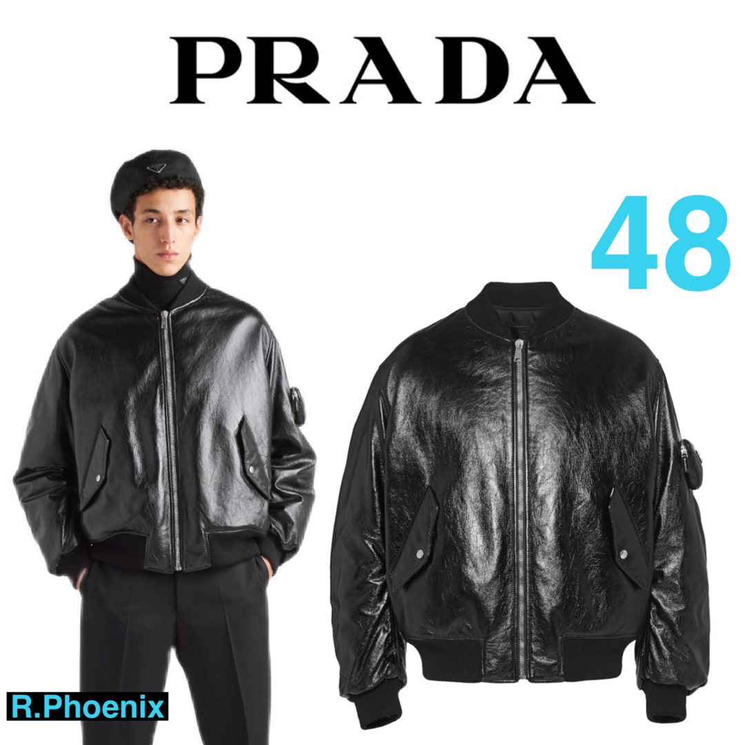 【PRADA】Nappa leather bomber jacket 48 | フリマアプリ ラクマ