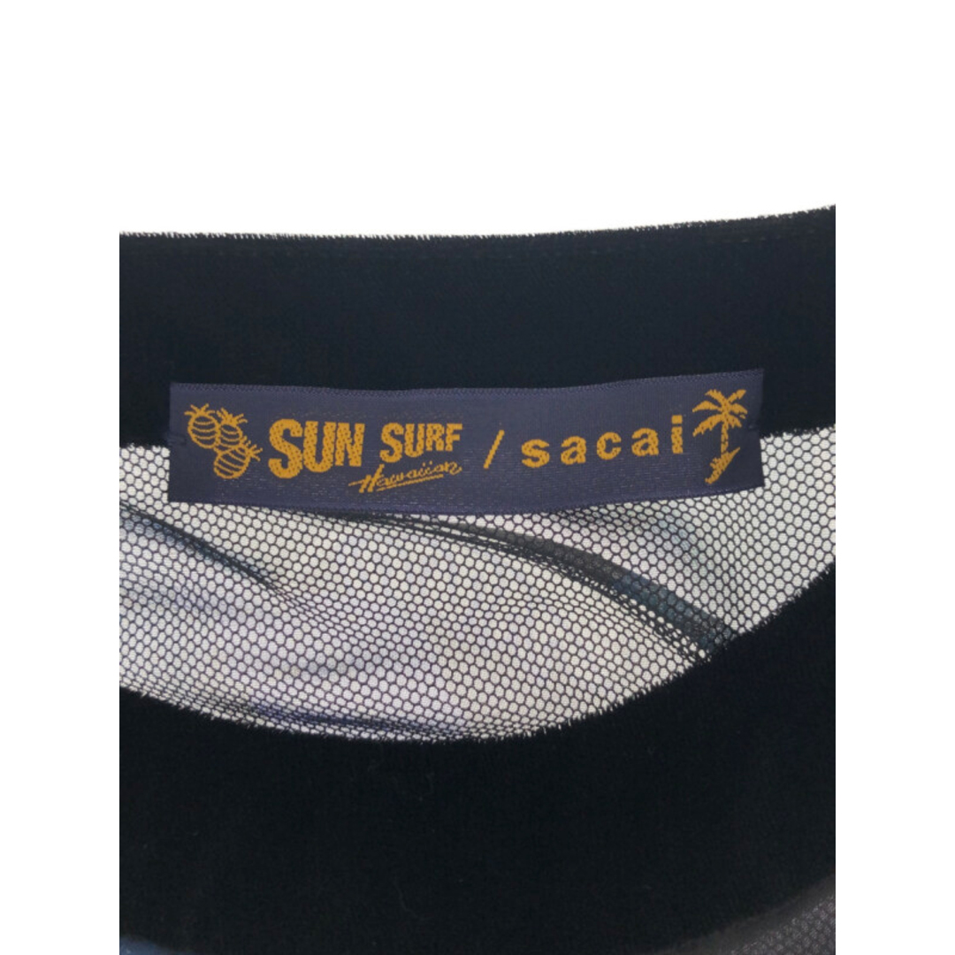 SUN SURF × sacai サンサーフ × サカイ 20SS SUN SURF モンステラプリーツシャツ ブラック×ブルー 1
