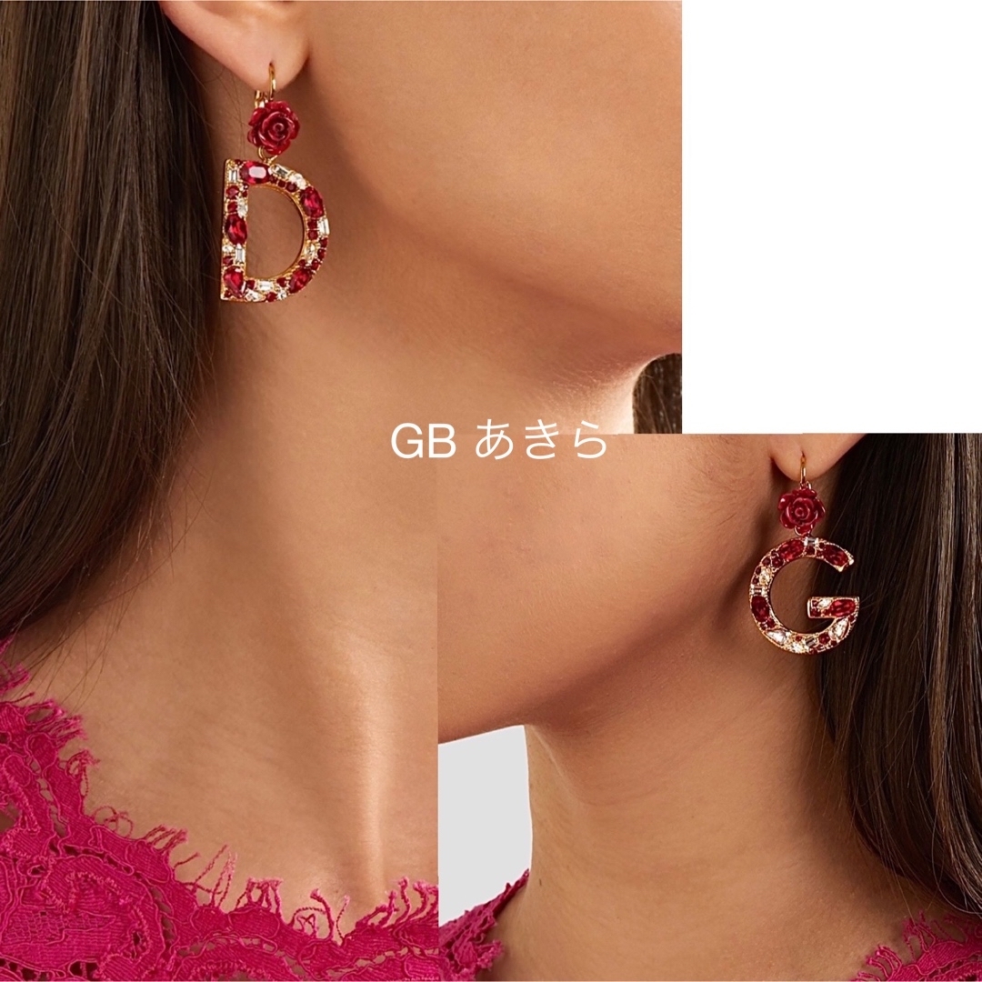新品 未使用】dolce\u0026gabbana 赤ローズ DGクリスタルロゴ ピアス