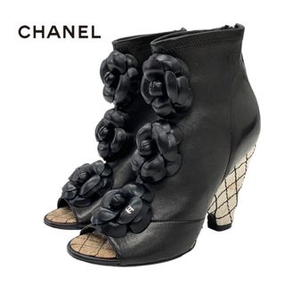 シャネル(CHANEL)のシャネル レザー ブーツ ショートブーツ 靴 シューズ ブラック(ブーツ)