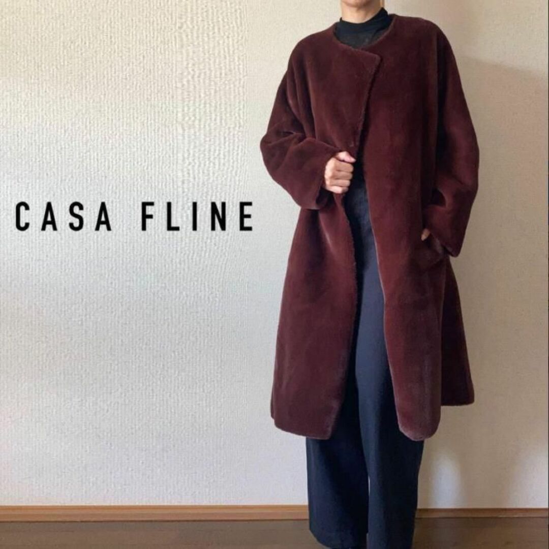 新品 希少 CASA FLINE カーサ フライン エコファー ローブ コート