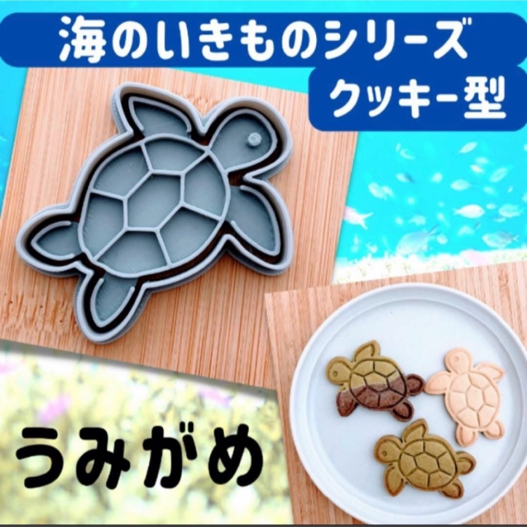 クッキー型 亀 かめ ウミガメ 動物 マリン 海のいきもの 型抜き 水族館