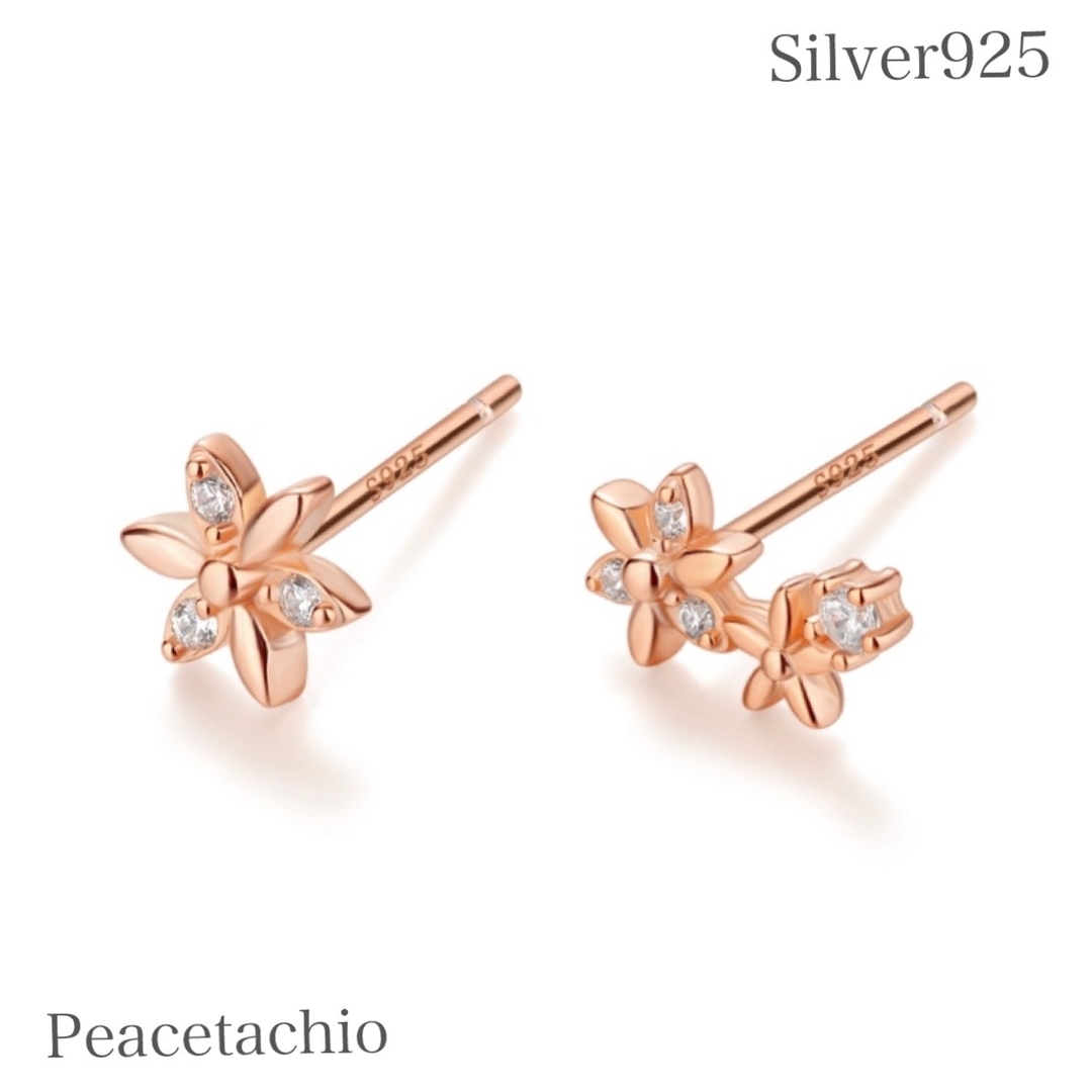 ピアス シルバー Silver925 金属アレルギー対応 フラワー レディースのアクセサリー(イヤーカフ)の商品写真